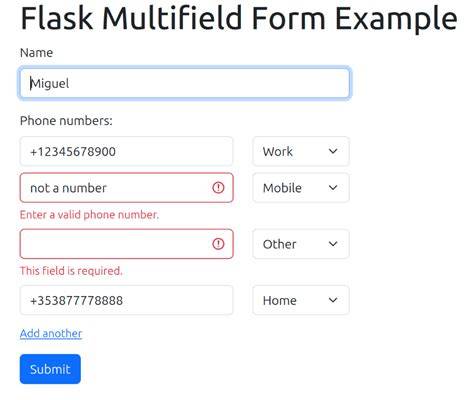Flask request form.  See examples of form configuration, validation, and rendering with Py...