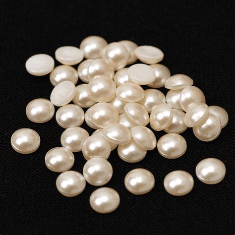 Niziky 1200PCS Flat Back Half Round Pearls, 6mm Gold Half Flatback Pearls  Gems Beads for Crafts, Flat Back Half Pearls for Craft Projects, Jewelry