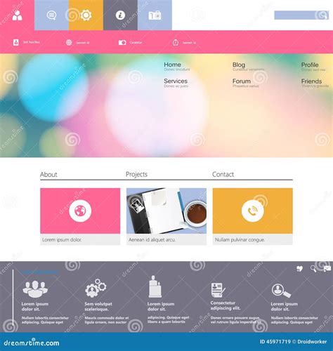 Flat Colorful Website Template Vector Design Stock Vector