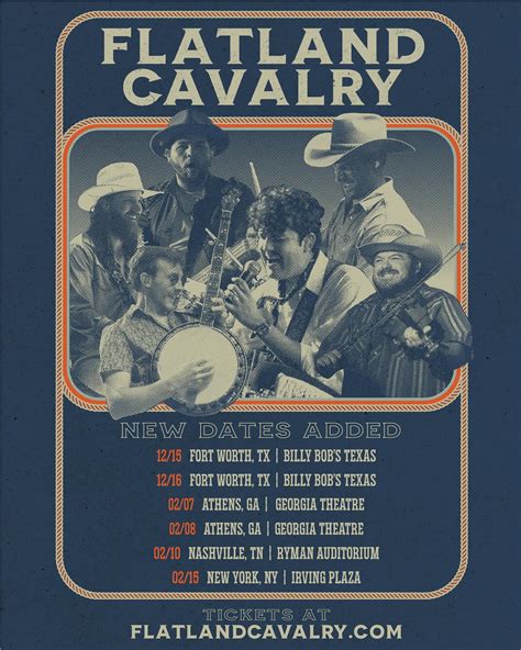 Flatland Cavalry > Tour Statistics. Song Statistics Stats; Tour Statistics Stats; Other Statistics; All Setlists. All setlist songs (108) Years on tour. Show all. 2023 (35) 2022 (22) 2021 (12) 2020 (6) 2019 (16) 2018 (7) 2017 (5) 2016 (5) Tours. Show all tours. Welcome to Countryland (1) Songs; Albums; Avg Setlist; Covers; With; Concert Map .... 