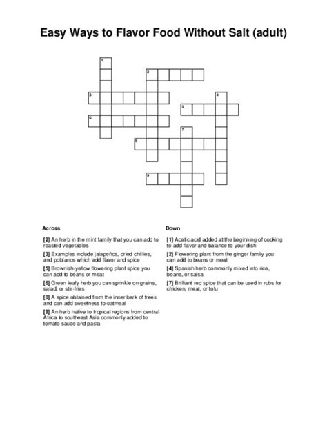 Flavor crossword. Things To Know About Flavor crossword. 