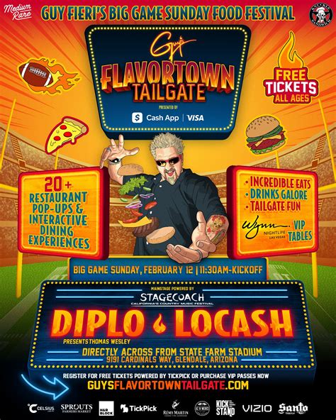Flavortown festival. BUY NOW. Experience Flavortown’s most decadent culinary experiences! Sample the best bites of Flavortown with the Taste of Flavortown Ticket. Enjoy guaranteed event access and a souvenir passport including 10 tasting vouchers to sample bites from select Guy’s concepts and local restaurants. 