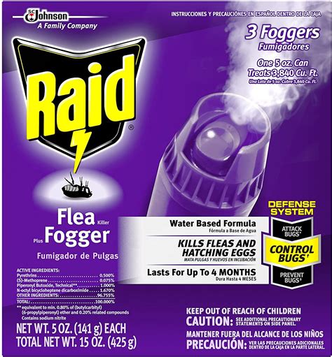 Flea bombs amazon. Product Description. The Zodiac Fogger kills adult fleas, hatching flea eggs, and ticks [houseflies, gnats, cockroaches, carpet beetles, ants, spiders and other listed insects. PRECOR® Insect Growth Regulator, provides 7 months protection by preventing eggs from ever developing into biting fleas. This fogger enables you to fill an entire room ... 