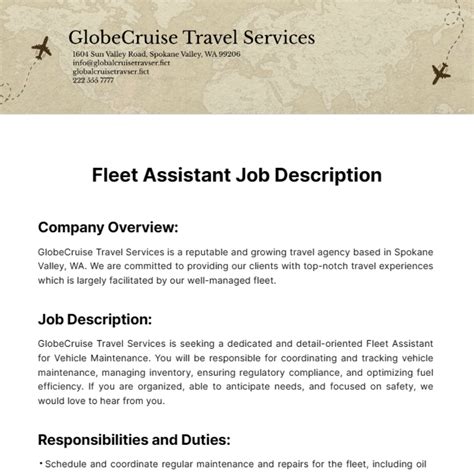 Fleet Assistant Manager Job Description Salary.com