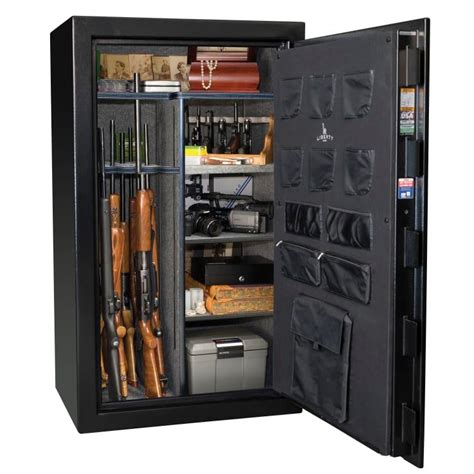 Other features include a door panel for handguns and documents, internal outlet kit, and 3-in-1 flex interior. The Patriot series offers 75 minutes of proven fire protection at 1200 degrees. Unlike many safe manufactures, Liberty safes are fire tested in real-world simulations so you can rest easy knowing that your valuables are safe inside.. 