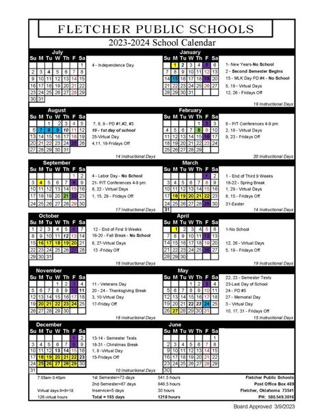 Fletcher Academic Calendar