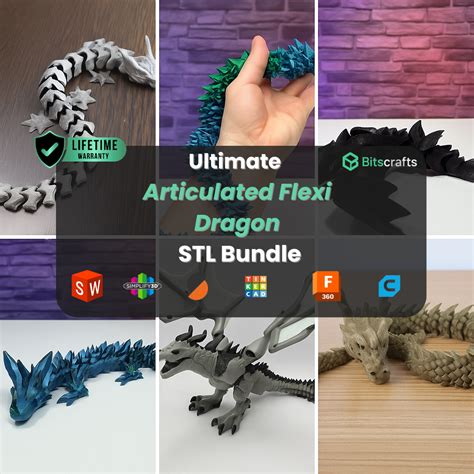 Flexi dragon stl.  Included are 3 STL's one full version and one split in two.  Includ...