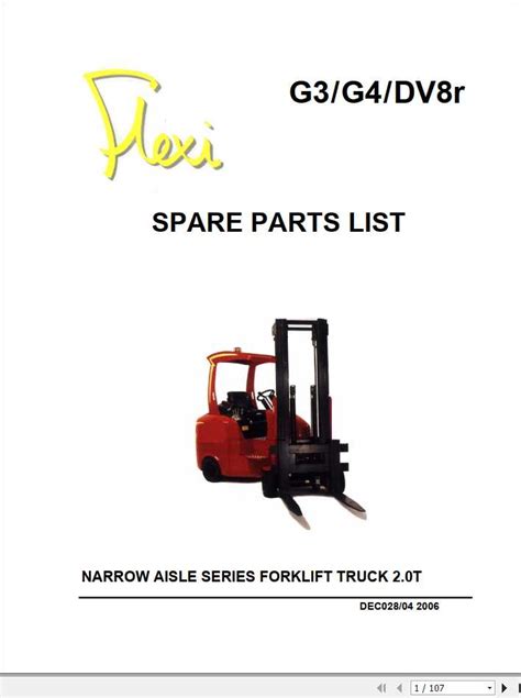 Flexi g4 forklift parts workshop service repair manual. - Manuale di regolazione della pressa per senking.