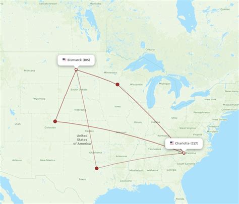 Flight Time from Bismarck, ND to Charlotte, NC