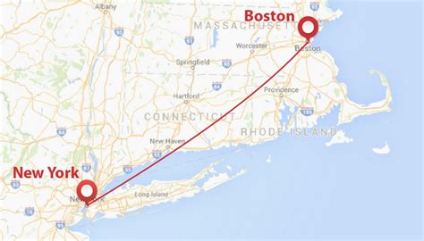 The calculation of flight time is based on the straight line distance from Boston, MA to New York, NY ("as the crow flies"), which is about 190 miles or 306 kilometers. Your trip begins in Boston, Massachusetts. It ends in New York, New York. Your flight direction from Boston, MA to New York, NY is Southwest (-126 degrees from North). The .... 
