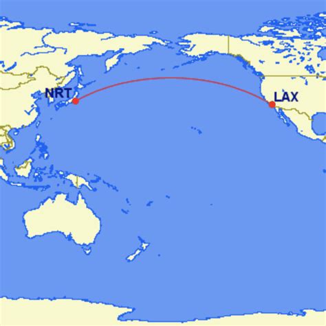The total straight line flight distance from Los Angeles, CA to 