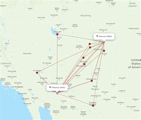 The two longest flights are Phoenix (PHX) to Frankfurt (FRA) that takes around 10 hours and 30 minutes and Phoenix (PHX) to Paris (CDG) with a flight time of 10 hours and 5 minutes. ... Denver International 763 flights scheduled next month. Harry Reid International Airport 590 flights scheduled next month.. 