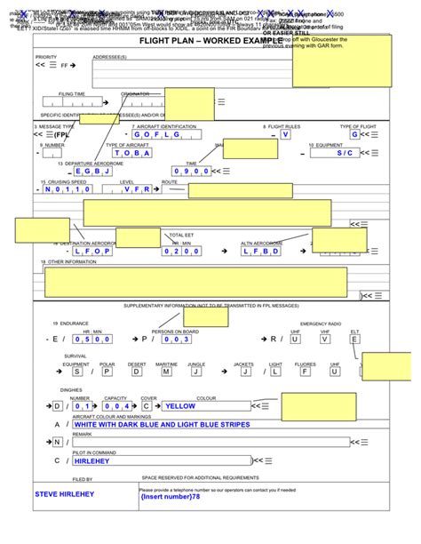 Flight plan form in Word and Pdf formats page 2 of 2