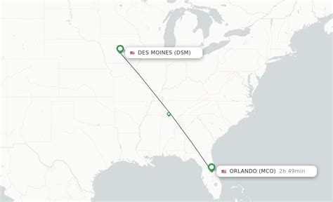 Flight time from Orlando to Des Moines, IA - Prokerala