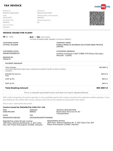 Flight-Invoice PDF