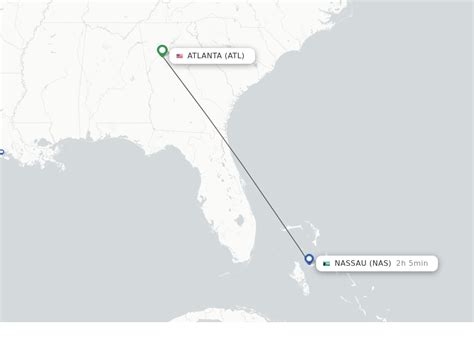 Connecting flights between Atlanta, GA and Bahamas. Here is a list of connecting flights from Atlanta, Georgia to Bahamas. This can help you find a one-stop flight with the shortest layover time. We found a total of 3 flights to Bahamas with one connection: Airline routes; Delta Air Lines ATL to JFK to NAS; Southwest Airlines ATL to BWI to NAS.