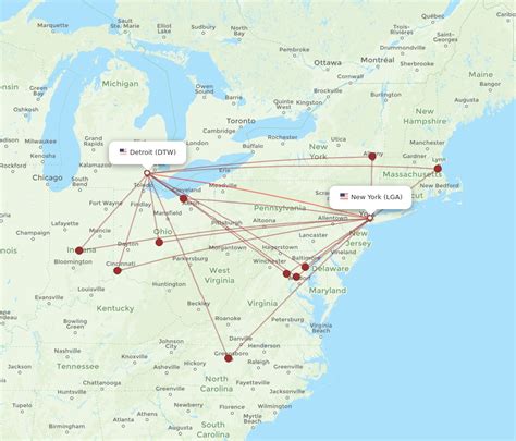Delta connects New York LaGuardia Airport to Detroit up to 9 flights per day, followed by American Airlines (4 flights per day), and Spirit Airlines (3 flights per day). Which …. 