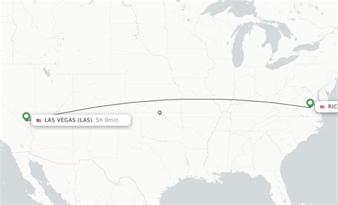 The total straight line flight distance from Richmond, VA to Las Vegas, NV is 2,077 miles. This is equivalent to 3 343 kilometers or 1,805 nautical miles. Your trip begins in Richmond, Virginia. It ends in Las Vegas, Nevada. Your flight direction from Richmond, VA to Las Vegas, NV is West (-81 degrees from North). The distance calculator helps ...