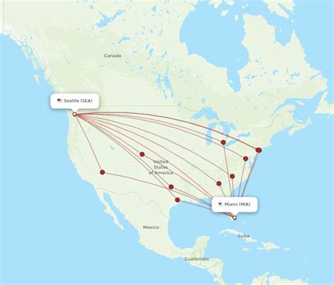 Direct flights from Miami to Seattle. All flights from MIA to SEA non-stop. There are direct flights from Miami International, Florida, USA to Seattle Tacoma International (SEA), Washington, USA every day of the week with American Airlines, Alaska Airlines and Delta Air Lines.The flight distance is 2736 miles and the trip usually takes about 6 hours and …