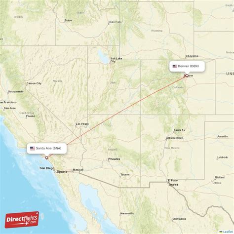  All flight schedules from John Wayne Arpt Orange Co , California , USA to Denver International , Colorado , USA . This route is operated by 3 airline (s), and the flight time is 2 hours and 30 minutes. The distance is 849 miles. USA. .