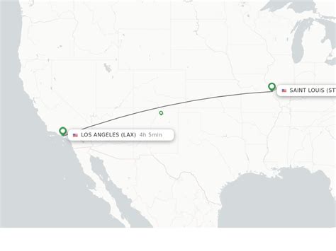  What is the flight distance from Los Angeles, CA Airport (LAX-Los Angeles Intl.) to St. Louis, MO Airport (STL-Lambert-St. Louis Intl.)? Around 1600 miles (2600 km) separates Los Angeles and St. Louis, and it’s classed as a medium-haul flight. .