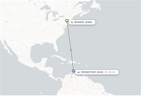 The distance between New York and Aruba is 3153 km. The most p