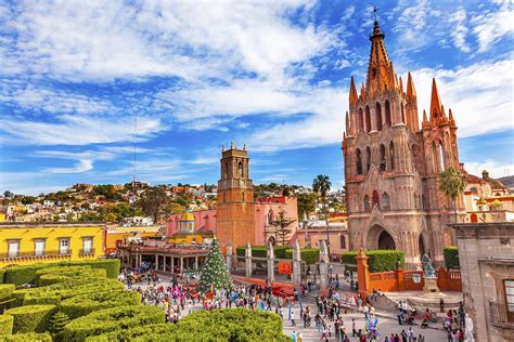  San Miguel de Allende, Mexico (opens in a new window) San Miguel de Allende is the principal city in the municipality of San Miguel de Allende, located in the far eastern part of Guanajuato, Mexico. A part of the Bajío region, the city lies 274 km from Mexico City, 86 km (53 mi) from Querétaro, and 97 km from the state capital of Guanajuato. . 