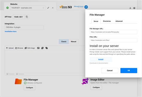 Standalone microservice. A ready-to-use server app for running in any environment. Select the integration to install the backend of Flmngr file manager. .