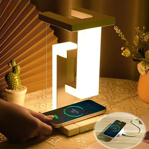 Floating Desk Lamp Suspended Anti-Gravity Design Fast Charge Wireless ...