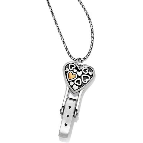 Floating Heart Badge Clip Necklace - Brighton