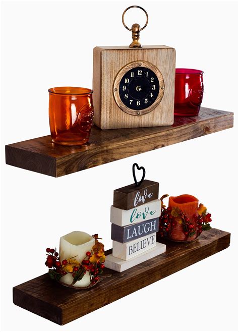 Floating shelves rustic wood wall shelf usa handmade. Homeforia Rustic Farmhouse Floating Shelves - Bathroom Wooden Shelves for Wall Mounted - Thick Industrial Kitchen Wood Shelf - 36 x 6.5 x 1.75 inch - Set of 2 - Honey Oak Color 4.8 out of 5 stars 2,490 