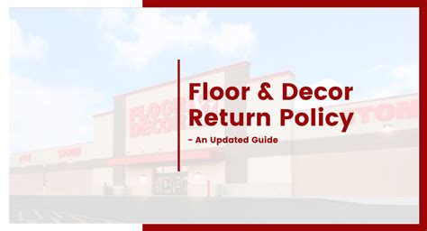 Floor and decor return policy. Learn how to return your product to any Floor & Decor store or online within 90 days of purchase with a valid sales receipt or a valid photo ID. Find out the return policy details, exceptions, and limitations for Floor & Decor products. 