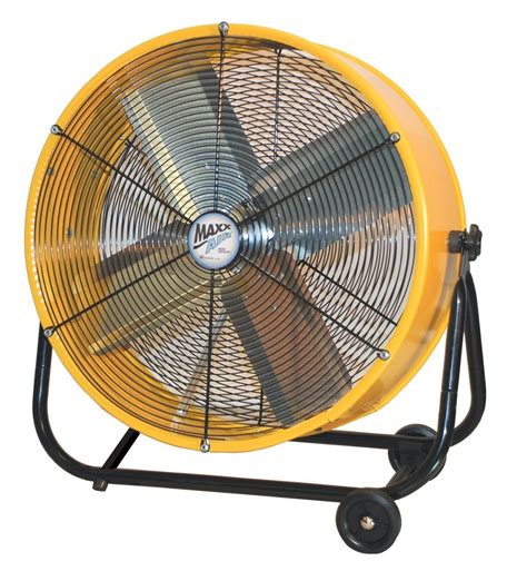 Adjustable tilt 3 blade fan. 3 Fan speeds of low, medium, high. Color: red. 2 Grip handles for portability. Connects to 120v AC, 60hz wall outlet (230W) Includes: 65in power cord, stand bracket assembly, wheel bracket. Fan dimensions assembled: 24in fan diameter, 24in length x 8.25in width x 30.25in height. Air flow: 6937 cfm.. 