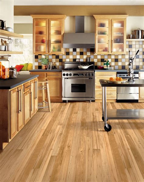 Floor vinyl for kitchen. There are several reasons why you should consider installing vinyl floors in your kitchen: Durability – As mentioned earlier, vinyl floors can easily withstand heavy foot traffic without showing wear and tear. Easy Maintenance – The smooth surface of the material makes it easy to clean any spills or messes on your floor quickly. All you need is a damp mop! 