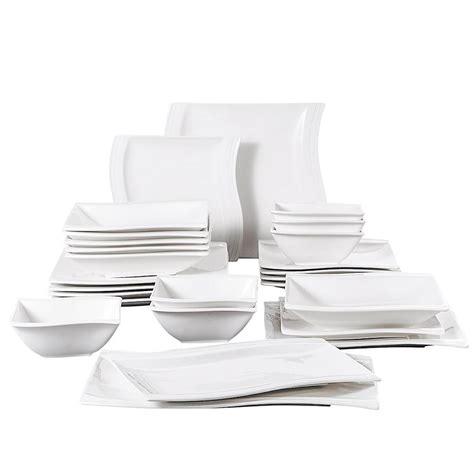 Flora 26-Piece White Porcelain Dinnerware Set with Dinner,Soup …