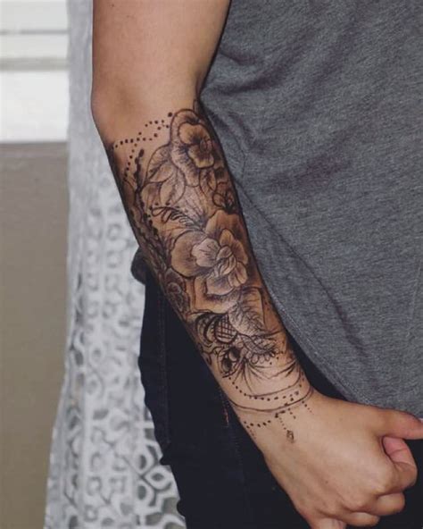 Floral Forearm Sleeve Tattoo, Here's another great minimalistic tattoo.