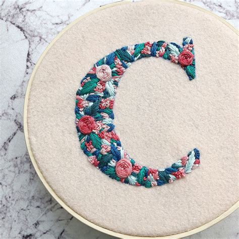 Floral Embroidered Letters/ Initials by Ariellethreads on Etsy https