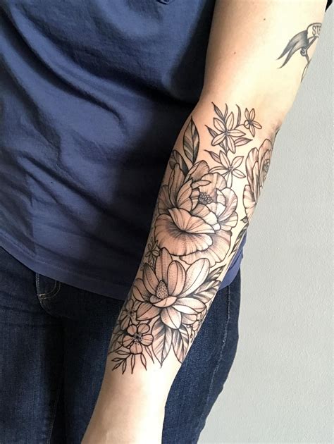 Floral Forearm Sleeve Tattoo, Here's another great minimalistic