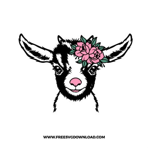 Floral Goat SVG Goat with Flowers SVG Cut File