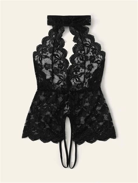 Floral Lace Fuzzy Trim Teddy Bodysuit - Etsy