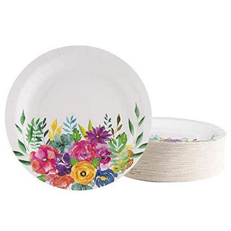 Floral Paper Plates - Set of 80 - 9 Inch Heavy Duty ... - Walmart