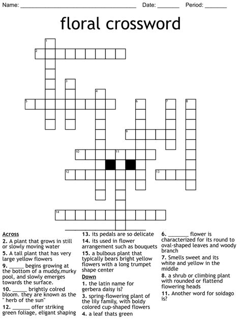 The Crossword Solver found 30 answers to "floral arrangement", 7 letters crossword clue. The Crossword Solver finds answers to classic crosswords and cryptic crossword puzzles. Enter the length or pattern for better results. Click the answer to find similar crossword clues . Enter a Crossword Clue. A clue is required.