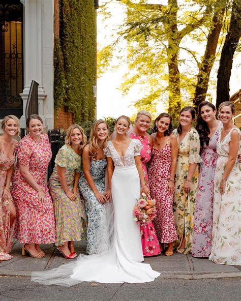 Floral bridesmaid gowns. Timing is important if you're considering selling your wedding dress after your ceremony. By clicking 
