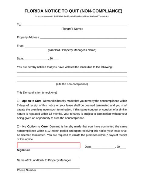Florida 7Day Notice to Quit Form eForms Free