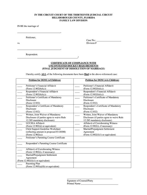 Florida Equitable Distribution Worksheet Form Fill Out and Sign