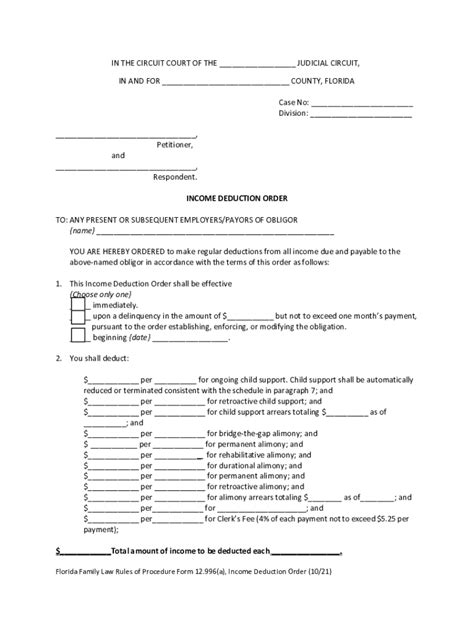 Florida Family Law Rules of Procedure Form 12.996(d), Florida …