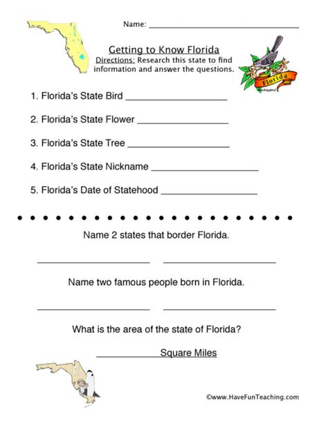 Florida Worksheet Have Fun Teaching