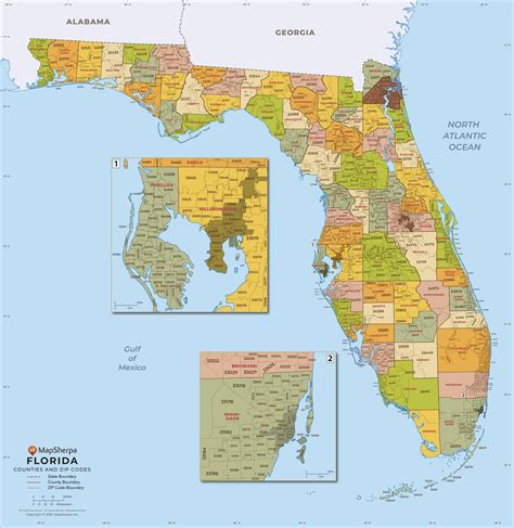 Florida Zip Code Wall Map The Map Shop Florida Zip Code Map