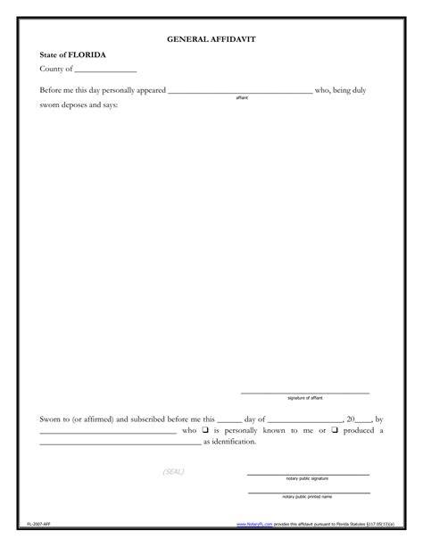 Florida affidavit form.  Get a free affidavit form PDF, including general, DMV, residenc...
