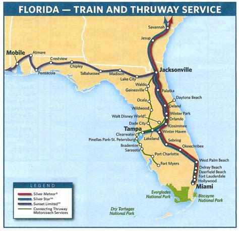 Florida amtrak map. Here's what to know about each Amtrak option. Silver Meteor. The Silver Meteor is the fastest way to reach Miami by train. It travels closer to the East Coast in Florida and in other states so it is a more direct route. However, it does stop at the same cities as the Silver Star from approximately New York City to Richmond, Virginia. 